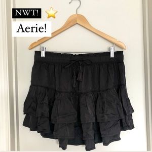 NWT🖤 Aerie Tiered Satin Mini Skirt